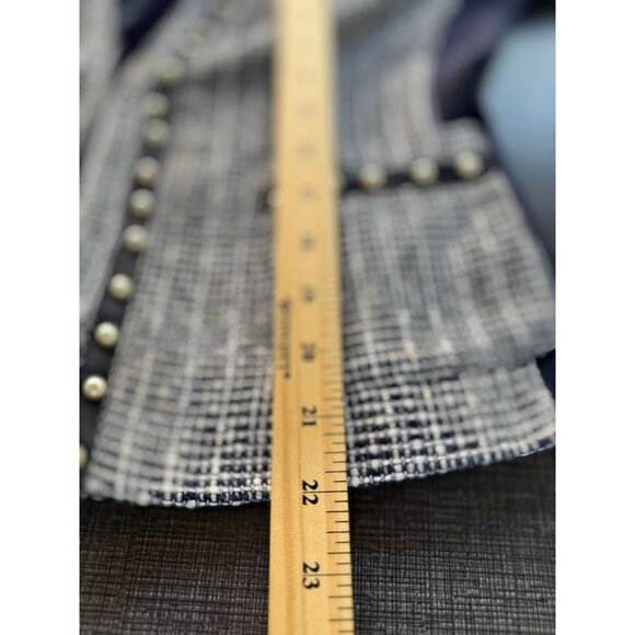 White House Black Market Womens 6 Blue White Pearl Blazer Jacket Long Sleeve - Picture 8 of 12